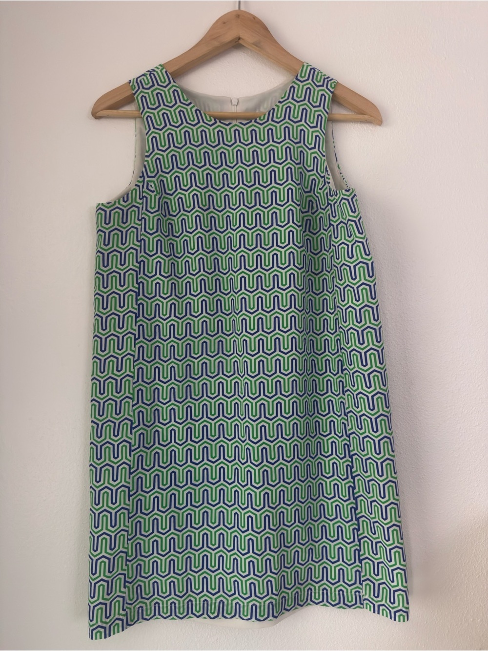 Amanda Uprichard Geometric Print Green Silk  Dress Size PS 70s